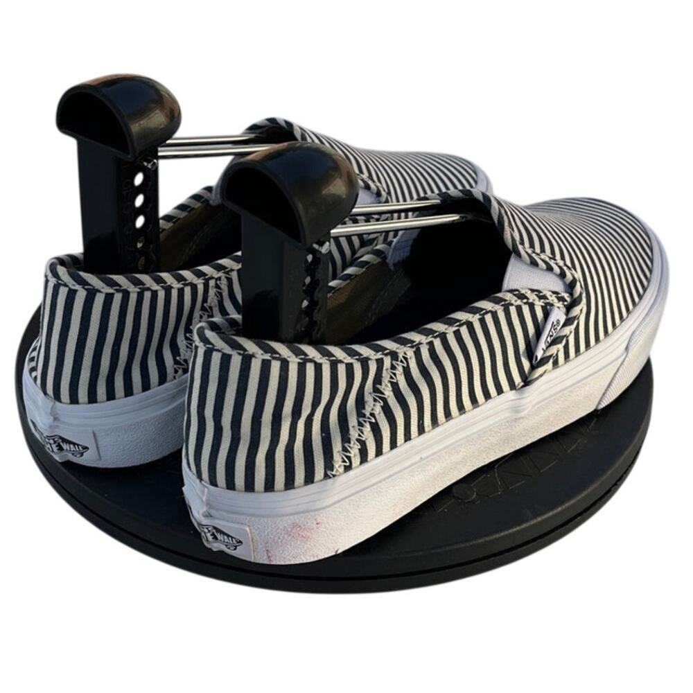 Womens Vans Canvas Striped Casual Skateboarding Slip-On Sneaker SZ 6.5 White - Picture 4 of 6